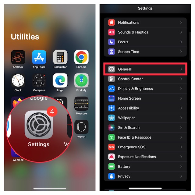 Open Settings app on iPhone