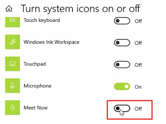 Hide Meet Now From Windows 10 Using Settings