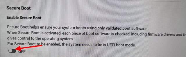 secure boot toggle 