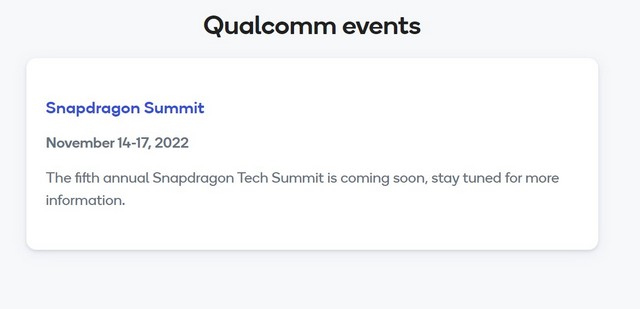 Qualcomm Announces Snapdragon Tech Summit 2022