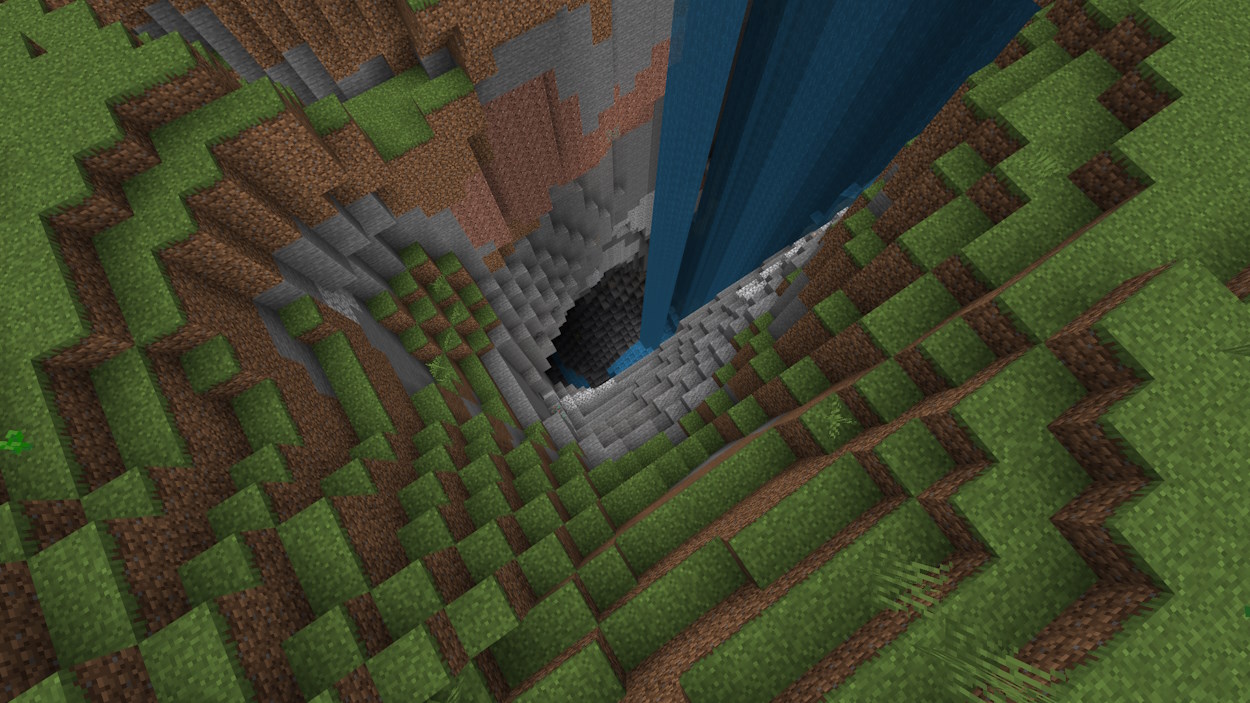 Deep cave right next to the spawn point of this Minecraft speedrun seed