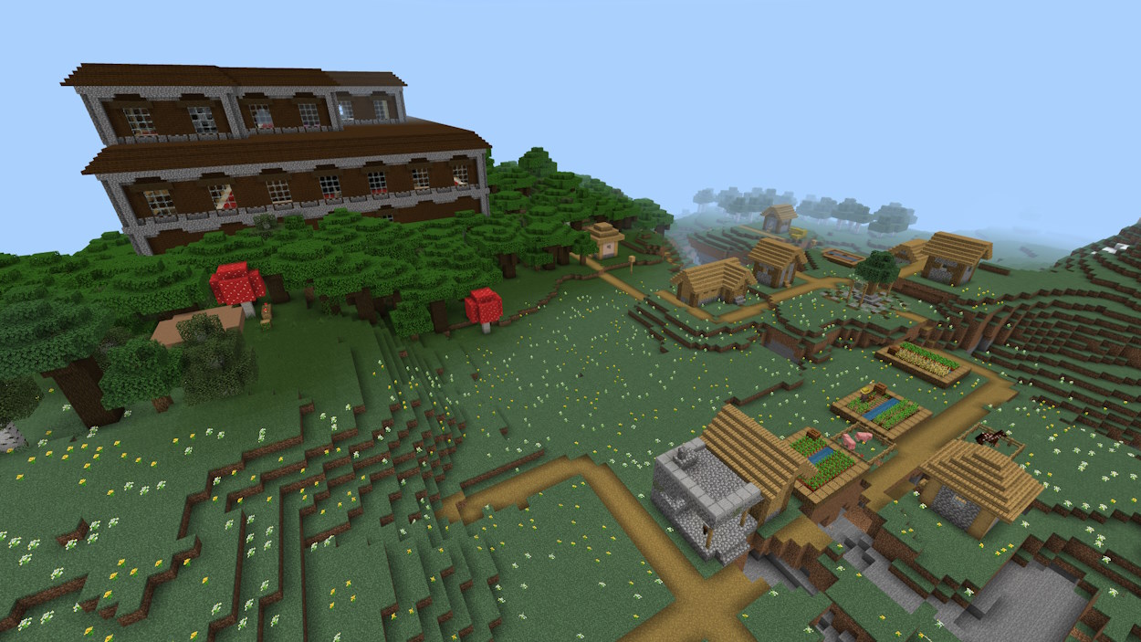 Village next to a woodland mansion