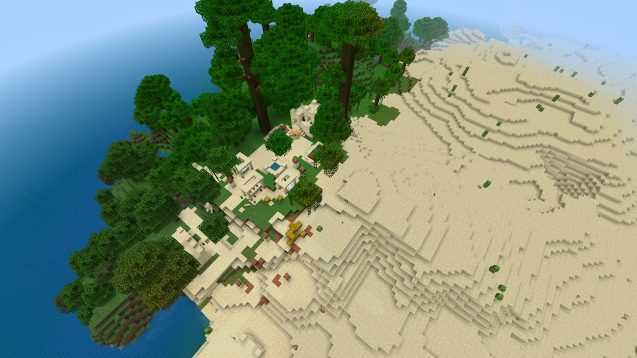 Desert village on the edge with a jungle biome