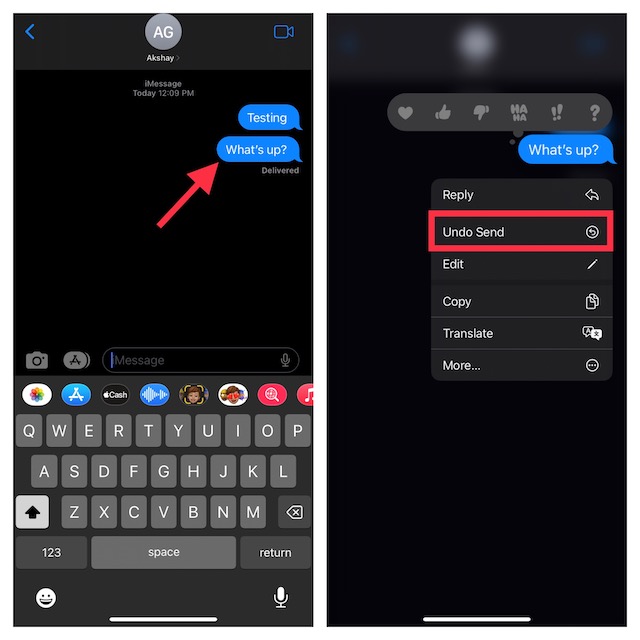 Unsend iMessages on iPhone and iPad in iOS 16/iPadOS 16