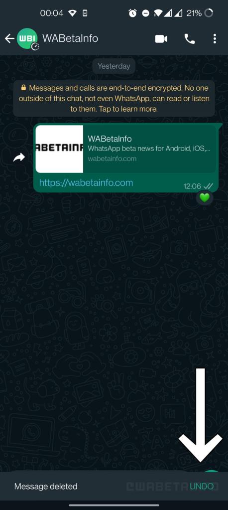 WhatsApp lançará em breve um botão de desfazer para mensagens excluídas 1 opção de desfazer whatsapp para mensagens excluídas