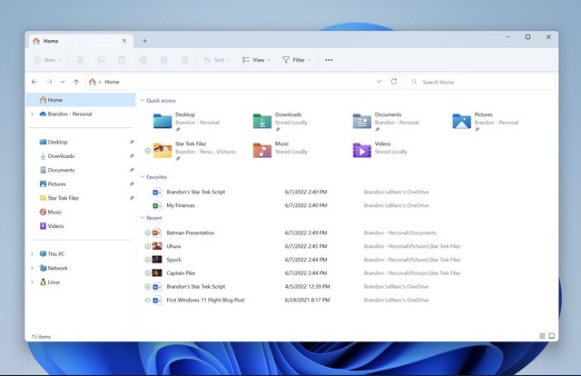 Tab-based File Explorer in Windows 11 Build 22621.160