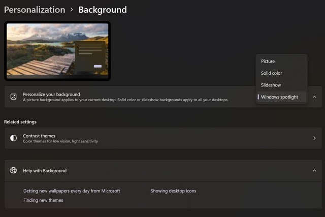 Windows 11 Windows స్పాట్లైట్తో బిల్డ్ 22000.739