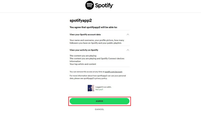 allow access to spotify account