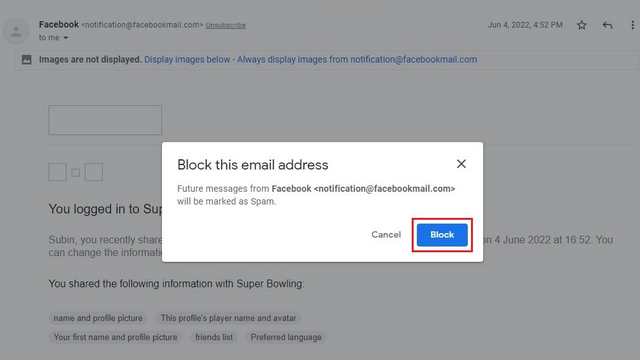 block email address