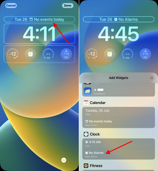 thay đổi widget trên thời gian trên màn hình khóa iOS 16