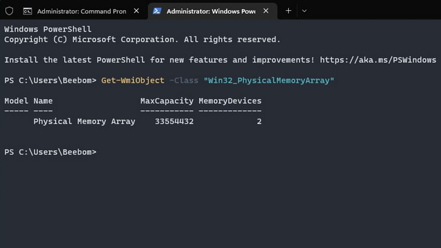 check memory slot powershell