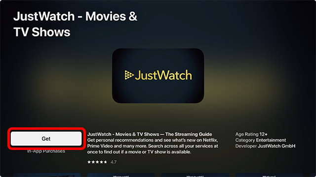 Klicken Sie Auf Get, Um Apps Zu Apple Tv Hinzuzufügen