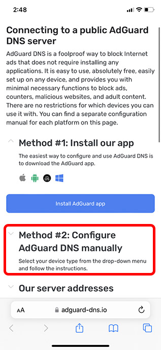 adguard dns ios 16