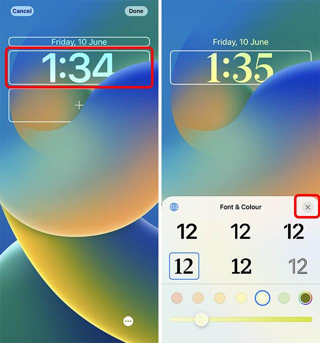 customise clock on iphone lock screen