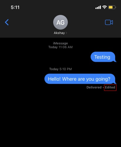 edited messages on iphone