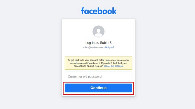 enter current or old fb password