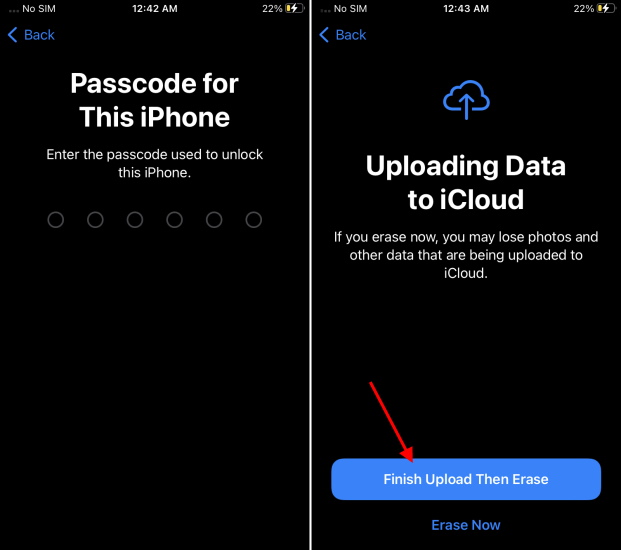 Upload data to iCloud and then reset