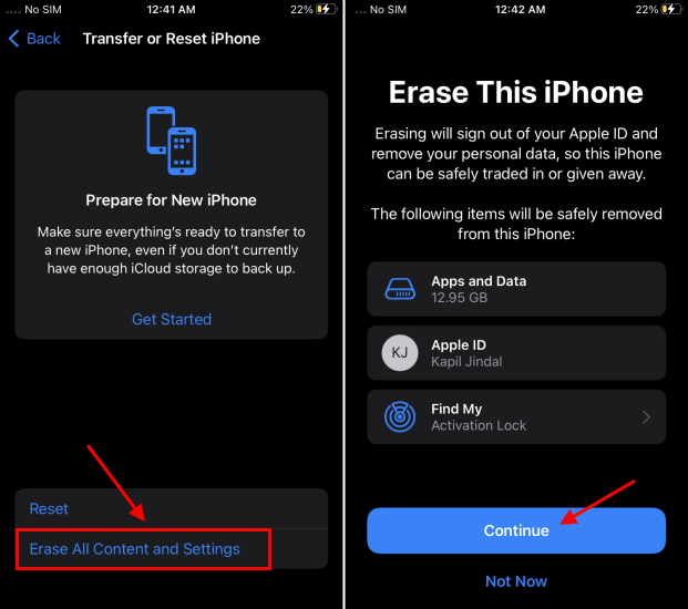 erase this iphone - reset