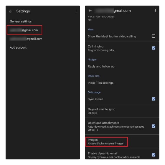 gmail external images settings