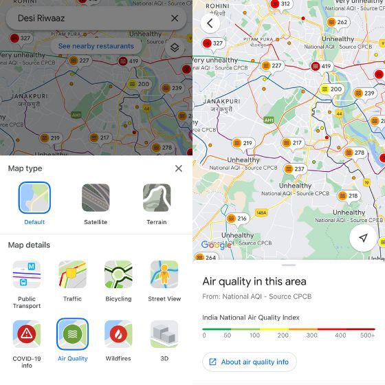 Google Maps Now Shows The Air Quality Of A Place On Android And IOS Beebom