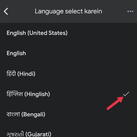 Google Pay agora é compatível com "Hinglish" na Índia; Veja como habilitá-lo! 5 opção hinglish do aplicativo google pay