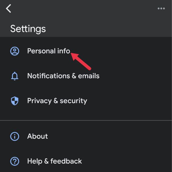 google pay app personal info option
