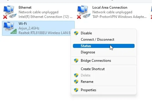 network adapter options