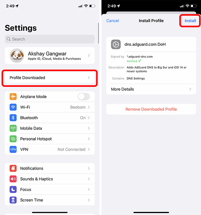 adguard dns profile ios download