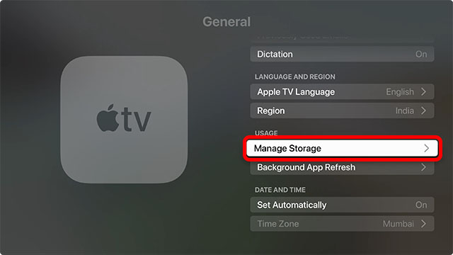 manage storage on apple tv