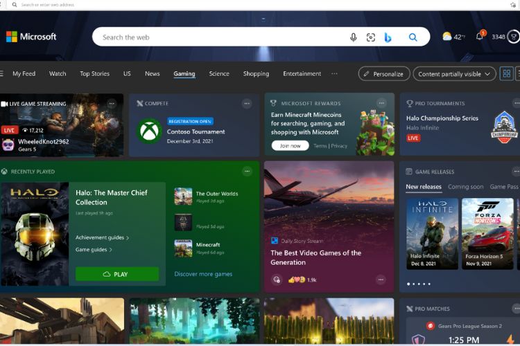 microsoft edge game homepage