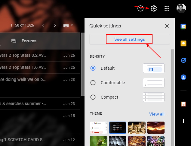 open gmail settings