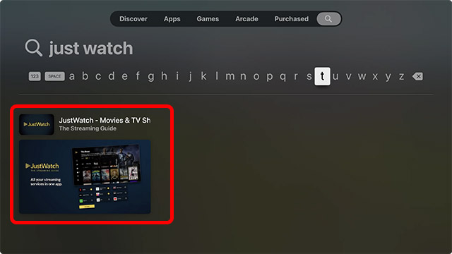 open the app listing in app store on apple tv
