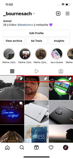 Angeheftete Beiträge Auf Instagram Iphone