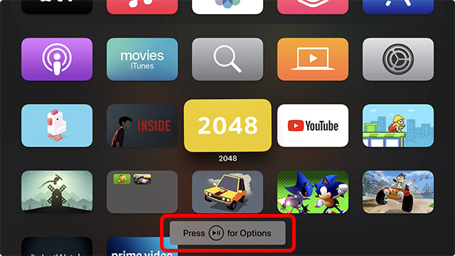press play pause button to open options for apps