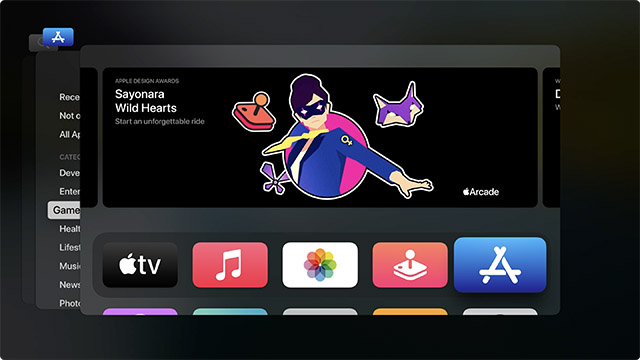 recent apps in apple tv
