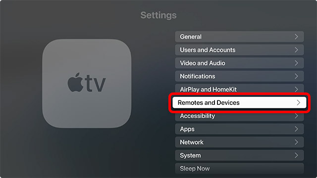 remote and device settings in apple tv