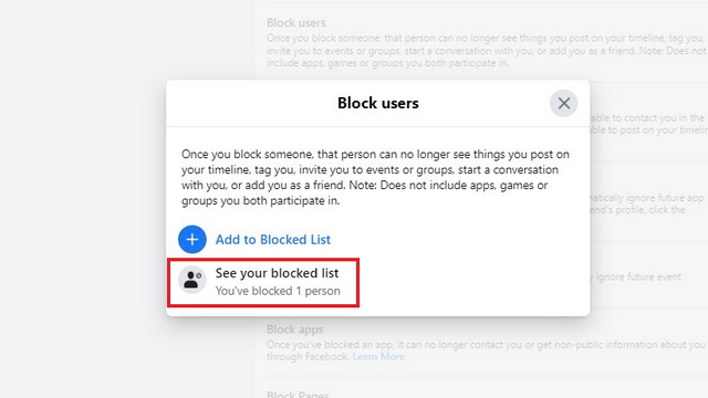 see your blocked list