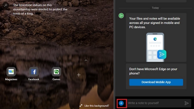 share files through edge drop