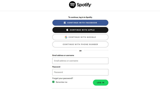 log into spotify account