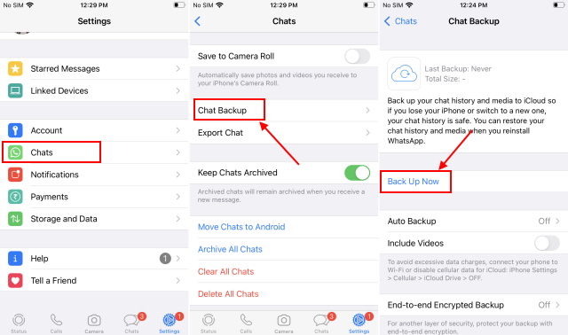 whatsapp chat backup iphone