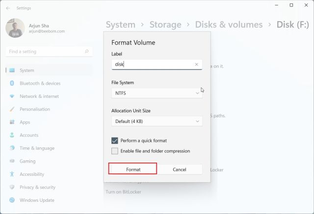 2. Formater Un Disque Dur Ou Un Ssd Sous Windows 11 À Partir Des Paramètres