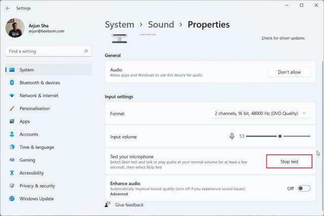 Test Your Microphone in Windows 11 From Settings