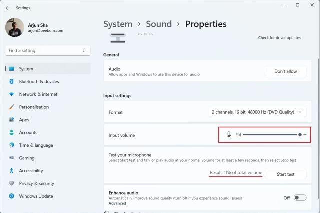 Test Your Microphone in Windows 11 From Settings