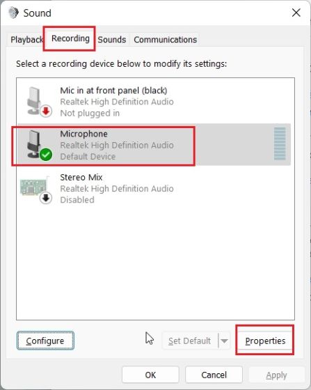 Increase microphone volume in Windows 11