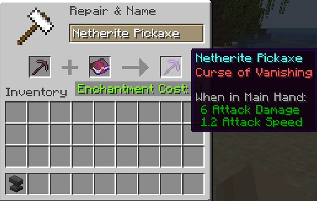 Curse of Vanishing - in Best Pickaxe Enchantments of Minecraft