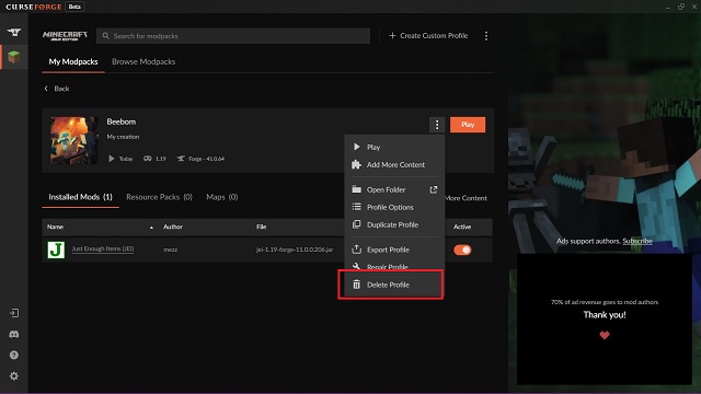 Delete Profile CurseForge - How to Install Forge in Minecraft