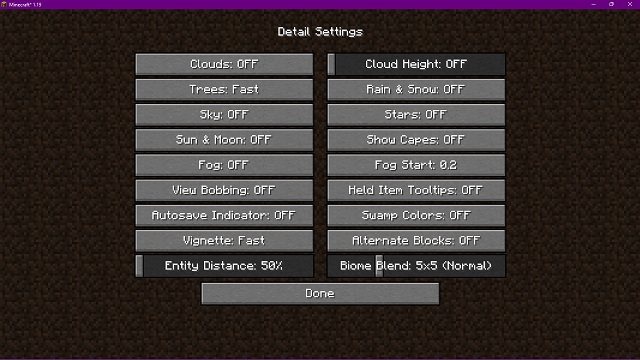 Details Settings Optifine Minecraft 1.19