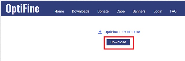 Download page of latest optifine