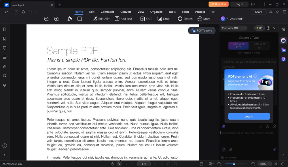 Editing a Simple PDF in Wondershare PDFelement