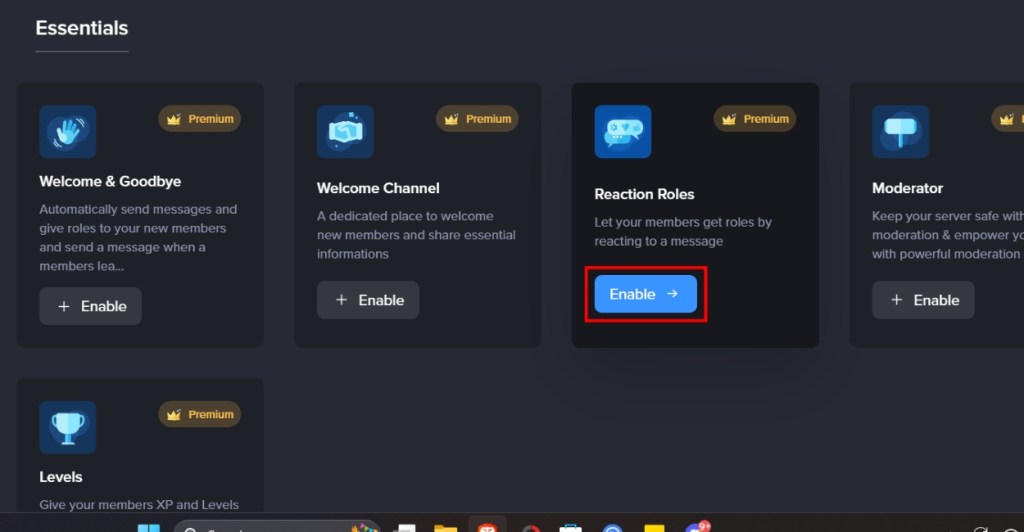 Enable Reaction Roles in MEE6 Bot